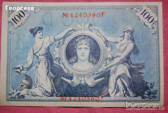 100 марки 1908 Германия червен печат 4240560, снимка 1