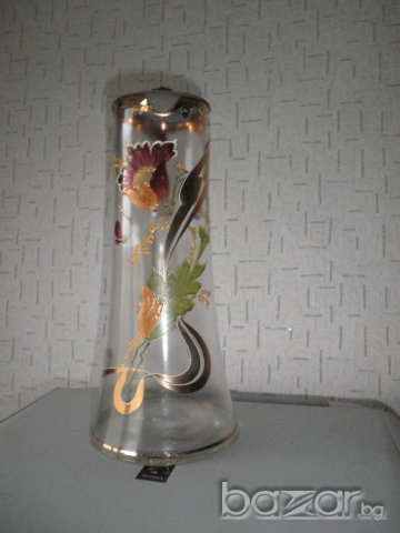 Антикварна стъклена ръчно рисувана кана, снимка 5 - Други ценни предмети - 18027257