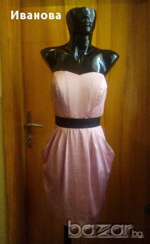 Бебешко розова къса сатенена рокля H&М С, снимка 1 - Рокли - 14664517