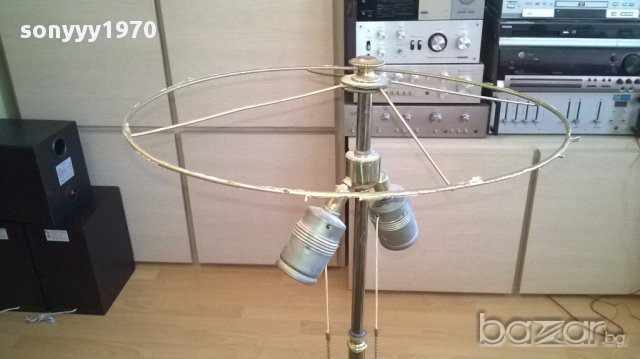 Масивна ретро лампа за две крушки-месинг 80х35см-внос швеицария, снимка 5 - Антикварни и старинни предмети - 17796479