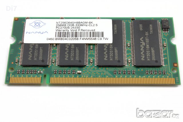 Памет за лаптоп NANYA 256MB DDR-333MHz  PC-2700, снимка 3 - RAM памет - 17245511