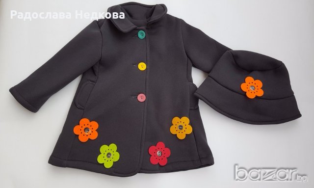 Есенно палто - цвят графит - 80 и 86 см, снимка 1 - Бебешки якета и елеци - 19399714