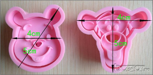 К-т форми 2бр. резец резци тигър и мечо пух пластмасови релеф за фондан тесто сладки пластелин форма, снимка 3 - Форми - 7086458
