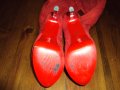 Червени велурени ботуши на високи токчета-15 см, снимка 7