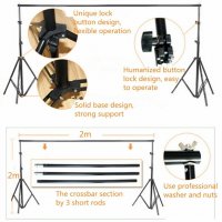 Фото Фон и фонова система за фотостудио комплект Черно Бял Зелен стойка 2х2м и калъф , снимка 3 - Чанти, стативи, аксесоари - 25972525