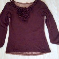 Кафява блуза с дантелен гръб, снимка 1 - Блузи с дълъг ръкав и пуловери - 12416860