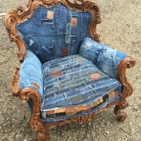 Дънкови кресла / Ръчно изработена дамаска , снимка 1 - Дивани и мека мебел - 22317721