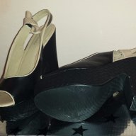 Черни сандали с дебел ток, снимка 3 - Сандали - 18264352