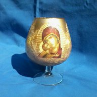 Стара кристална чаша със дебела свещ, снимка 1 - Антикварни и старинни предмети - 15386528