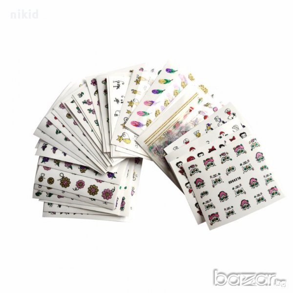 # 3 МОДЕЛ 50 БР брокатени разнообразни  татос ваденки + лепенки  водни стикери за нокти маникюр, снимка 1