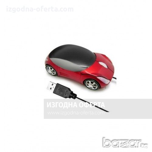 USB Мишка за компютър под формата на кола-червена, снимка 1
