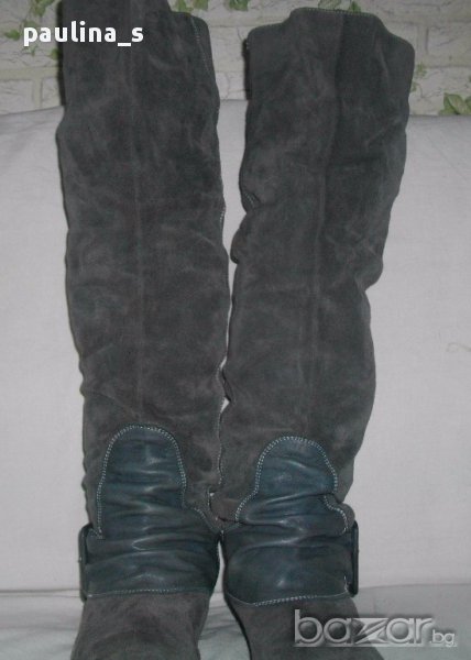 Дамски чизми от естествена кожа и велур, снимка 1