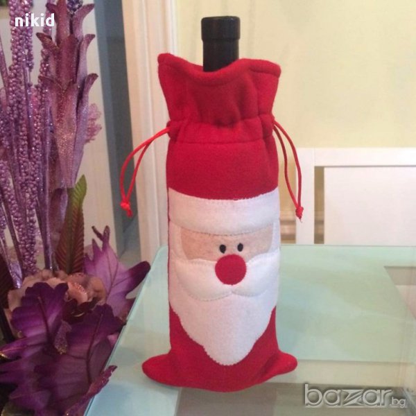 калъф обвивка плик украса коледна новогодишна празнична за шише бутилка  шампанско вино , снимка 1