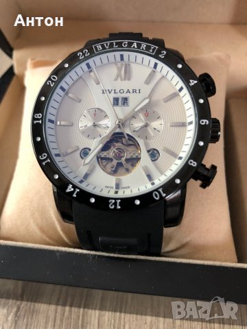Продавам Bvlgari Модел Tourbillon Bleck and White мъжки стилен часовник, снимка 1 - Мъжки - 22775859