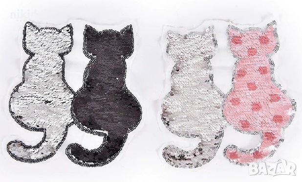 КОТКИ Голяма апликация за дреха обръщаща променяща сменящи си цвета двустранни пайети за дреха, снимка 2 - Други - 20814977
