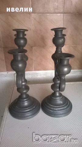 два стари свещника-комплект, снимка 4 - Антикварни и старинни предмети - 17935551