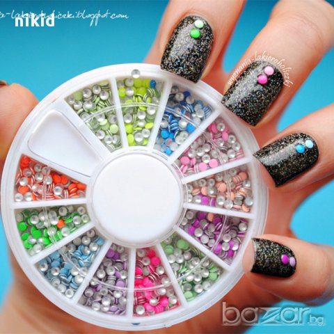400 бр 2-3 мм НЕОН декорация за нокти маникюр декоративни пайети капси метални цветни точки