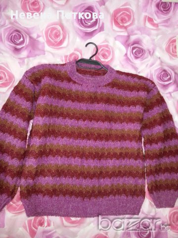Дамски плетен пуловер на райета, снимка 3 - Блузи с дълъг ръкав и пуловери - 12769122
