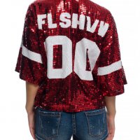 Модерна блуза с пайети-цвят бордо, снимка 3 - Корсети, бюстиета, топове - 24937019