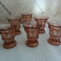 антикварен сервиз цветно розово стъкло , снимка 3 - Антикварни и старинни предмети - 26203494