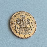 Златна Монета Deutsches Reich 1877 5 Mark Freie und Hansestadt Hamburg  , снимка 11 - Нумизматика и бонистика - 19510382
