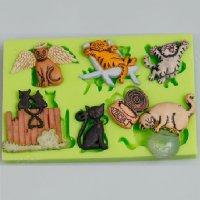 Различна котка котки и игри силиконов молд форма за декорация торта фондан шоколад мъфини, снимка 1 - Форми - 21630719