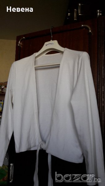 Бяла лятна жилетка без копчета със завързване S-М, снимка 1