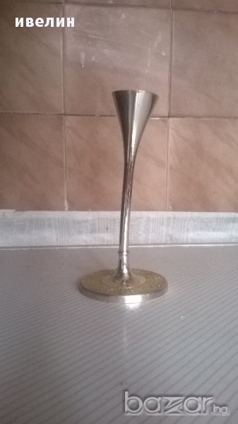посребрен метален свещник, снимка 1
