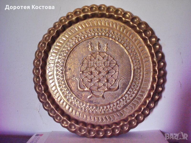 Стар поднос от месинг 4, снимка 1