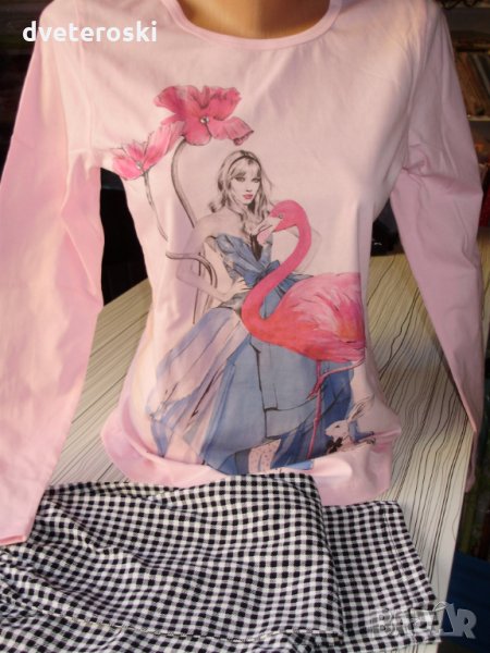 Дамска пижама с дълъг ръкав размер С, снимка 1