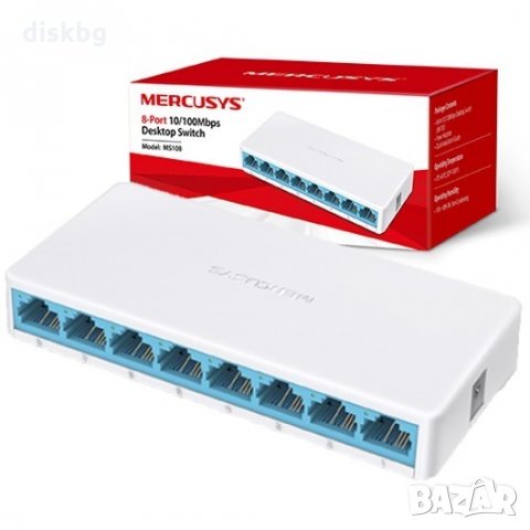 Нов Switch 8-port Mercusys MS 108, LAN, снимка 1 - Суичове - 24627556