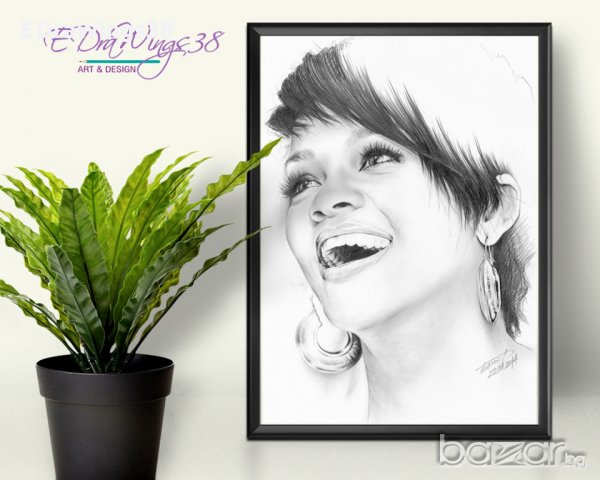 Портрет с молив "Риана", снимка 7 - Картини - 21079947