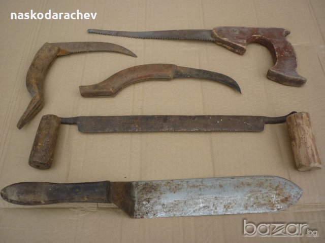 Старинни инструменти: трион, стъргало, цигански поялник, чукче, керпеден, ножици, снимка 4 - Антикварни и старинни предмети - 20704392