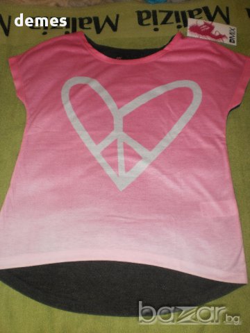 Тениска в розово с щампа сърце,нова,за 7-8 и за 9-10 годишно момиче, снимка 3 - Детски тениски и потници - 10650554