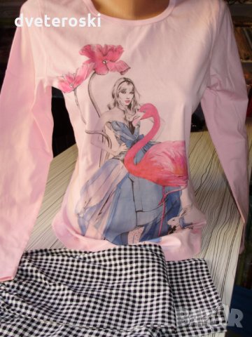 Дамска пижама с дълъг ръкав размер С, снимка 1