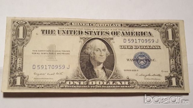 Рядко Срещана $ 1 Долар 1935-G с МОТО на гърба, снимка 5 - Нумизматика и бонистика - 19863275