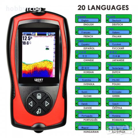 Безжичен сонар Lucky с презареждаеми батерии и цветен дисплей , снимка 6 - Стръв и захранки - 25809676