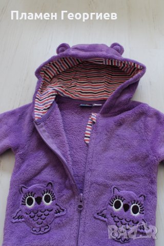 Лилав суичър с качулка 74/80, снимка 2 - Бебешки якета и елеци - 25564548