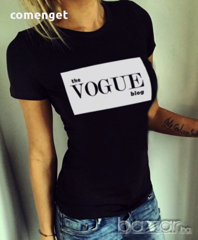 НОВО! Дамски тениски с VOGUE ВОУГ принт! Бъди различна, поръчай модел с твоя снимкa!