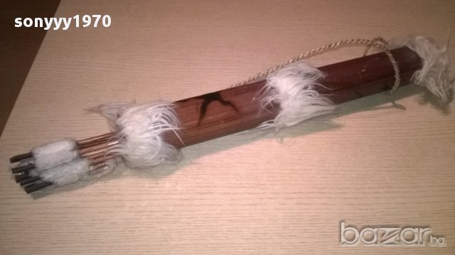Стрели комплект с кобур от бамбук-58см-внос швеицария, снимка 3 - Антикварни и старинни предмети - 17103527