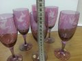  кристални чаши за вино цветно стъкло гравирани, снимка 8