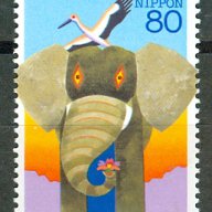  Япония 1999г. - слон чиста марка серия, снимка 1 - Филателия - 13897718