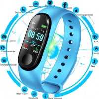 3000050686 Фитнес Смарт Гривна M3 Vertex Mi Band Tracker Крачкомер Калории Пулсомер Bluetooth Синя, снимка 4 - Смарт гривни - 25806170