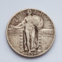 USA QUARTER Standing Dollar 1930 Philadelphia Mint  VF-:EF, снимка 1 - Нумизматика и бонистика - 20199659