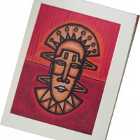  Африканска маска-картина с маслени бои, снимка 2 - Картини - 25769714