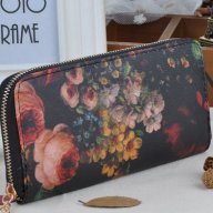 Дамска чанта с порфейл с цвятя красива стилна модерна, снимка 1 - Портфейли, портмонета - 7162908