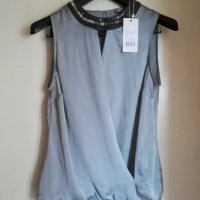 Нова сатенирана блуза с мъниста, снимка 1 - Потници - 25551168