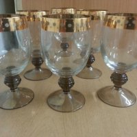  руски кристални чаши с златен кант , снимка 1 - Антикварни и старинни предмети - 25718493