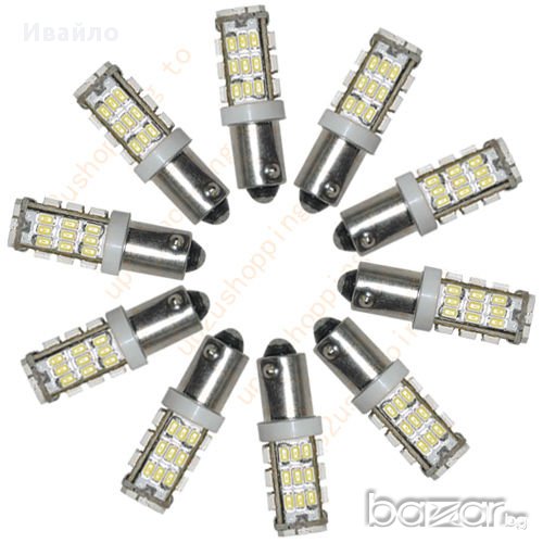 Диодни габаритни крушки с 42 диода /габарити/ Ba9s T4w 42 3020-led Smd White Corner Bulb Signal Ligh, снимка 1