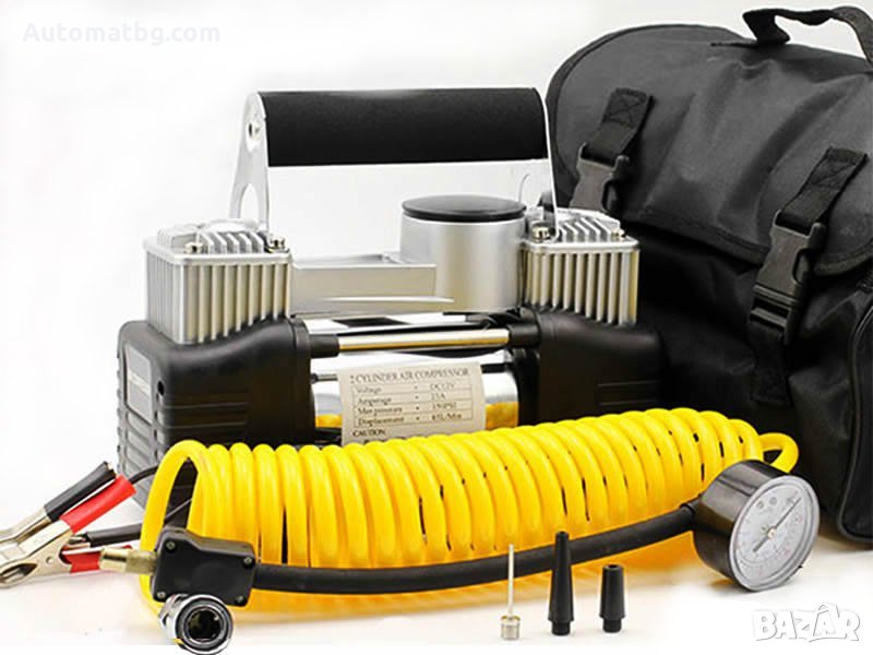 Компресор за помпане на гуми Automat, 12V, 20A, 2 бутала, 150PSI, снимка 1